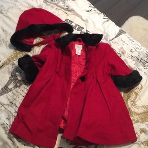 Red baby girl jacket and hat